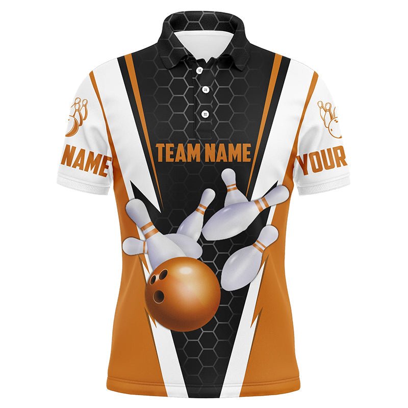 Personalisierte Bowling-Shirts für Herren mit individuellem Namen und Teamnamen, Bowlingkugel und Pins, Team-Bowling-Shirts P4946 - Climcat