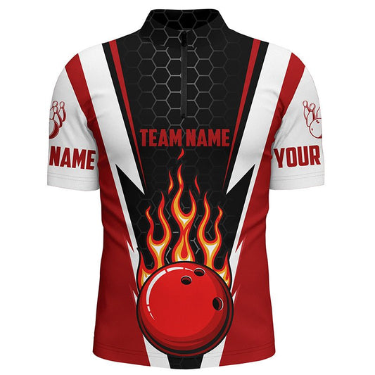 Personalisierte Bowling-Shirts für Herren mit individuellem Namen und Teamnamen, Bowlingkugel und Pins, Team-Bowling-Shirts P4967 - Climcat