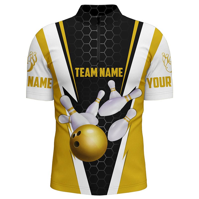 Personalisierte Bowling-Shirts für Herren mit individuellem Namen und Teamnamen, Strike Bowlingkugel und Pins, Team Bowling-Shirts P4947 - Climcat
