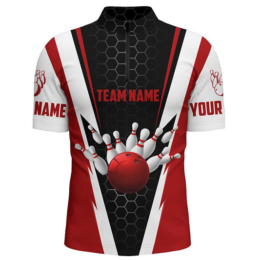 Personalisierte Bowling-Shirts für Herren mit individuellem Namen und Teamnamen, Strike Bowlingkugel und Pins, Team Bowling-Shirts P4968 - Climcat