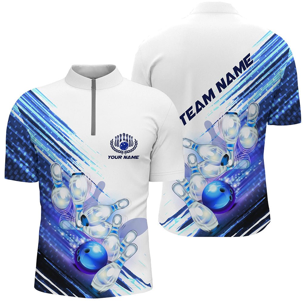 Personalisierte Bowling-Shirts für Herren | Passende Bowling-Shirts für Bowler | Blau P5151 - Climcat