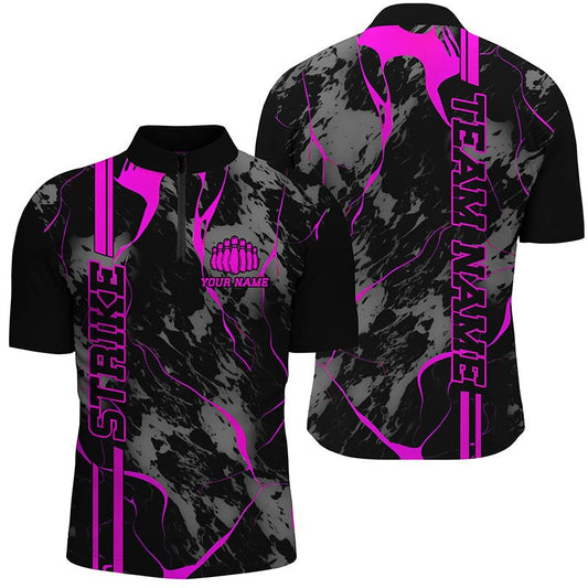 Personalisierte Bowling-Shirts für Herren | Pink Camo Design | Viertelreißverschluss | Bowling Team Trikots | Bowling Liga | P5384 - Climcat