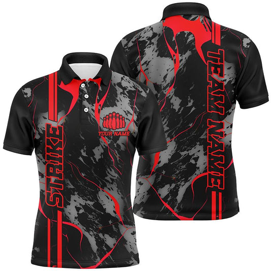 Personalisierte Bowling-Shirts für Herren | Rote Strike Bowling-Polo-Shirts | Camo Bowling-Team Trikots | Bowling Liga | P5382 - Climcat