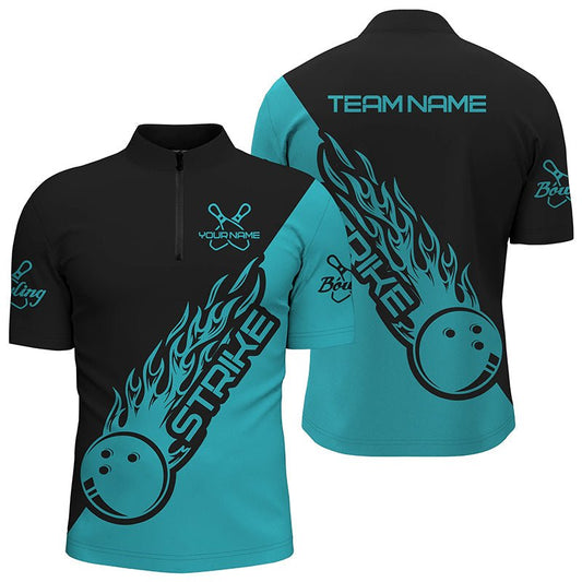 Personalisierte Bowling-Shirts für Herren und Damen, Bowling-Teamshirts Bowling Strike | Ball Blau P4289 - Climcat