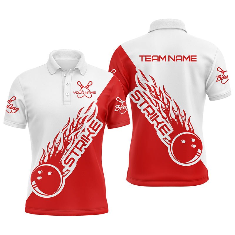 Personalisierte Bowling-Shirts für Herren und Damen, Bowling-Teamshirts Bowling Strike | Blau und Rot P3981 - Climcat