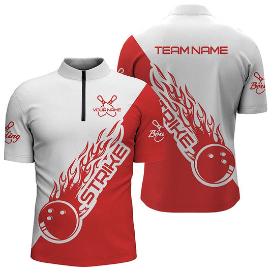 Personalisierte Bowling-Shirts für Herren und Damen, Bowling-Teamshirts Bowling Strike | Blau und Rot P3981 - Climcat