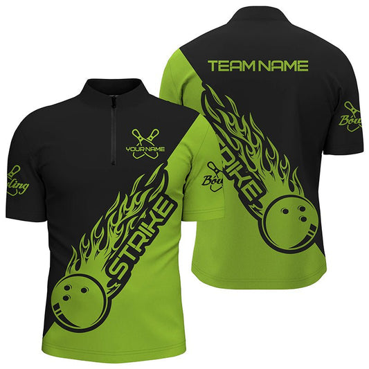 Personalisierte Bowling-Shirts für Herren und Damen, Bowling-Teamshirts Bowling Strike | Grün P4291 - Climcat