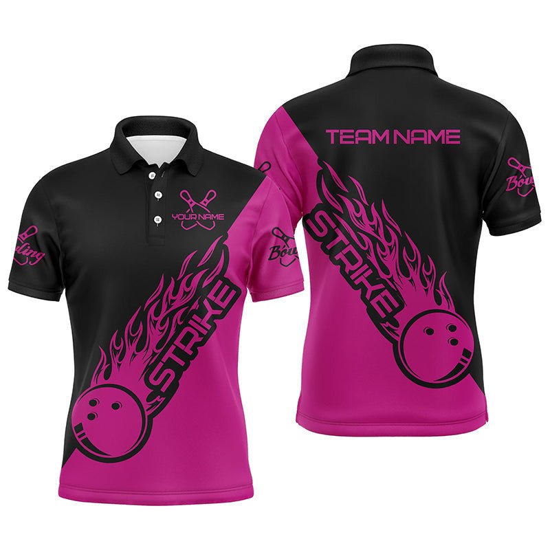 Personalisierte Bowling-Shirts für Herren und Damen, Bowling-Teamshirts Bowling Strike | Pink P4290 - Climcat