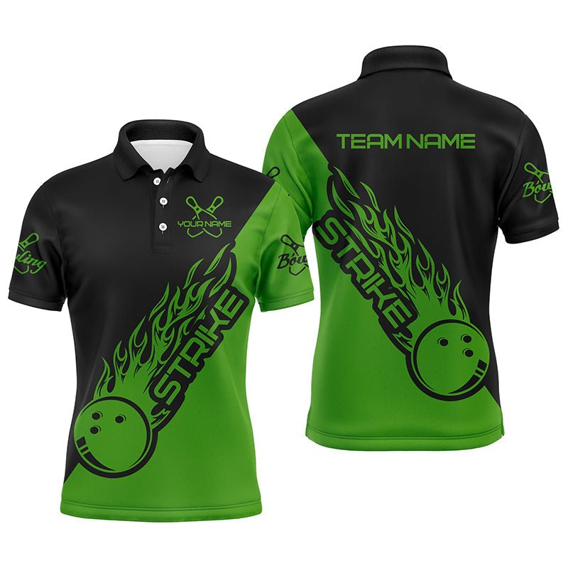 Personalisierte Bowling-Shirts für Herren und Damen, Bowling-Teamshirts Bowling Strike | Schwarz und Grün P3978 - Climcat