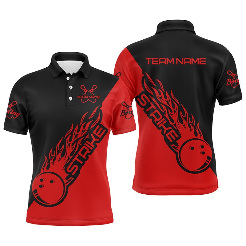 Personalisierte Bowling-Shirts für Herren und Damen, Bowling-Teamshirts Bowling Strike | Schwarz und Rot P3944 - Climcat