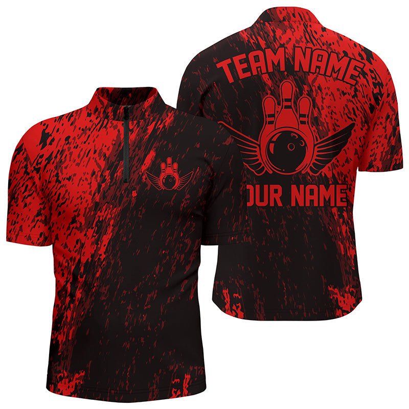 Personalisierte Bowling-Shirts für Herren und Damen, Team-Bowlingtrikots Bowling-Pin | Rot P4998 - Climcat