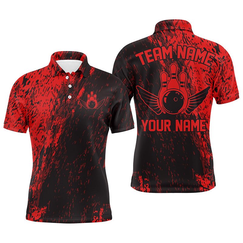 Personalisierte Bowling-Shirts für Herren und Damen, Team-Bowlingtrikots Bowling-Pin | Rot P4998 - Climcat