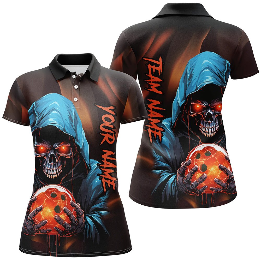 Personalisierte Bowling-T-Shirts für Damen mit Grim Reaper Motiv - Individuelle Skull Bowling Team Trikots - P5339 - Climcat