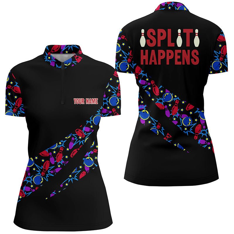 Personalisierte Bowling-Tarnshirt für Damen - Team Liga Bowling Trikot Lady Quarter-Zip Q6869 - Climcat