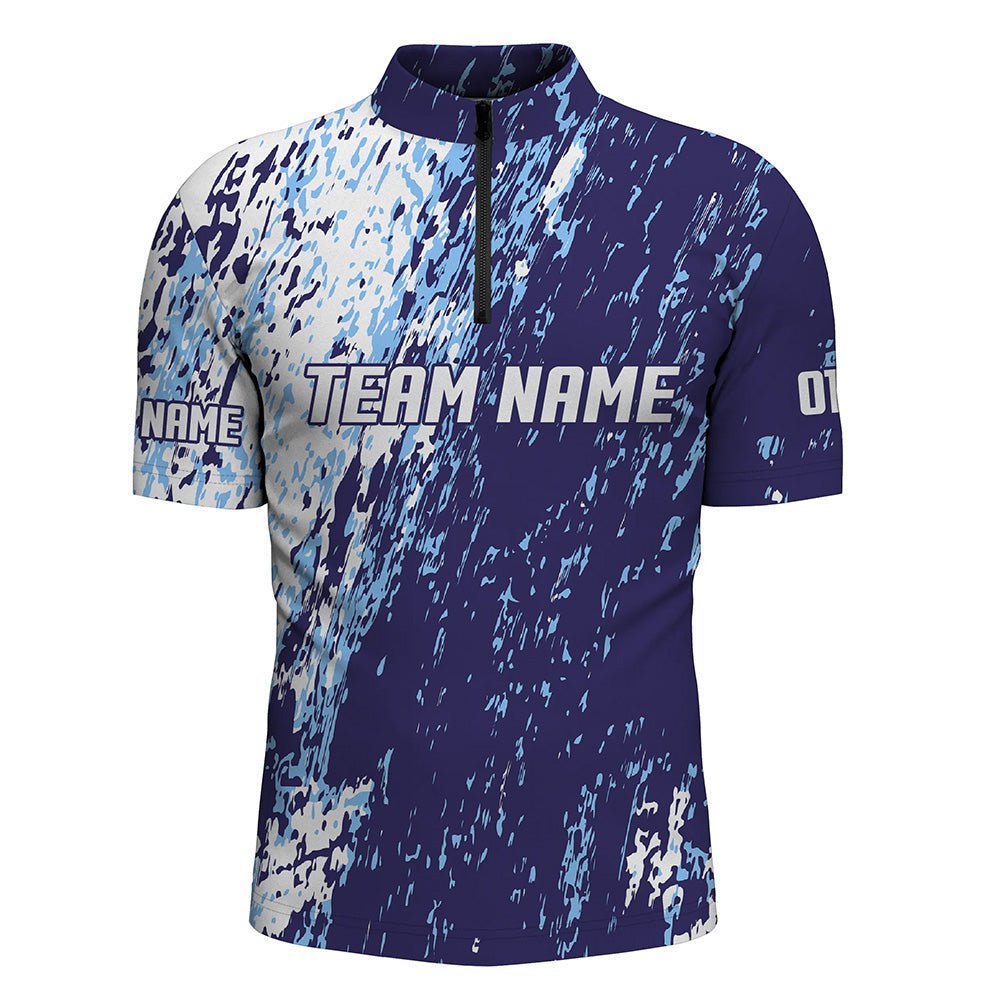 Personalisierte Bowling-Team Trikots, Bowling Shirts für Herren mit individuellem Namen | Blau P4512 - Climcat