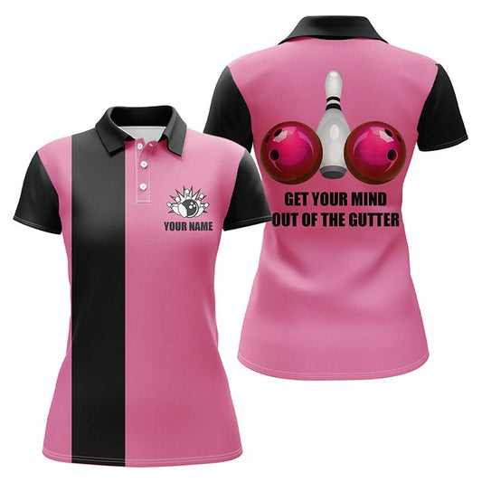 Personalisierte Bowling Team Trikots für Damen - Holen Sie sich Ihren Kopf aus der Rinne - Pinkes Polo Shirt Q5520 - Climcat