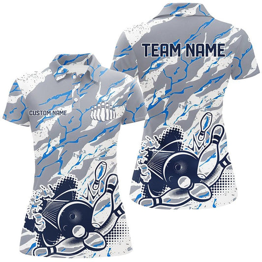 Personalisierte Bowling-Team Trikots mit Namen und Teamnamen - Bowling Polo Shirt für Damen P5344 - Climcat