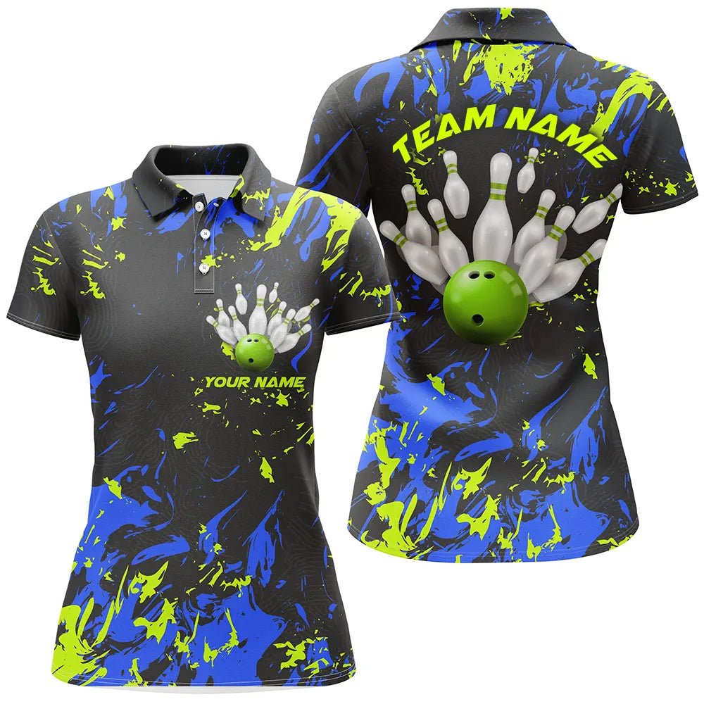 Personalisierte Bowling-Trikots für Damen, maßgeschneiderte Bowling-Teamshirts mit Bowlingkugel und -pin P5183 - Climcat