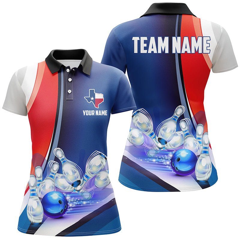 Personalisierte Bowling-Shirt für Damen, Lustiges Blaues Bowling-Trikot Dein Ball Kommt Gleich Zurück Polo-Shirt B172 main image 1