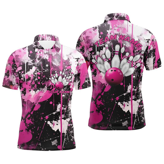 Personalisierte Bowling-Trikots für Herren in Pink Camo - Polo-Stil für Bowling-Liga - Strike Bowling P5411 - Climcat