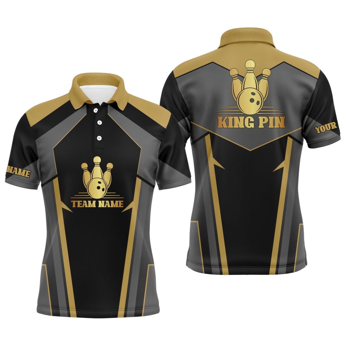 Personalisierte Bowlinghemden für Herren - Individuelles Team Bowling Polo Kurzarm - 3D-Druck Herren Bowlershirt B16 - Climcat