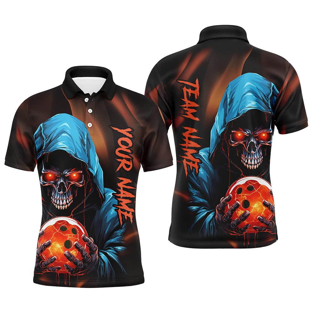 Personalisierte Bowlinghemden für Herren mit Grim Reaper Motiv - Individuelle Bowling Polo Shirts für das perfekte Bowlingteam - Hochwertige Materialien - Verschiedene Designs und Anpassungsoptionen - P5339 - Climcat