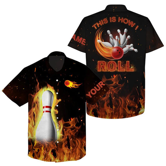 Personalisierte Bowlinghemden - Schwarzes Flammenmuster - Einzigartiges Design - Perfektes Geschenk für Bowlingliebhaber - Q4435 - Climcat