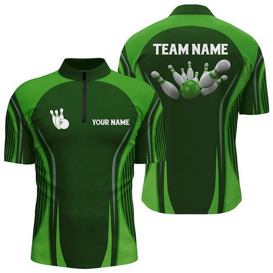 Personalisierte Bowlingshirts für Herren | Grünes Vintage Bowling Team Trikot | Individuell gestaltbar | Q6392 - Climcat