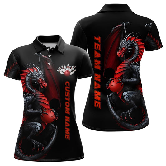 Personalisierte Drachen Bowling Polo Shirts für Damen - Team Bowling Trikots - Bowler Outfit - Bowling Bekleidung P5292 - Climcat