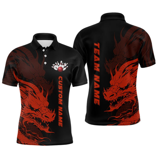 Personalisierte Drachen Bowling Polo Shirts für Herren - Team Bowling Liga Trikots - Bowler Outfit P5291 - Climcat