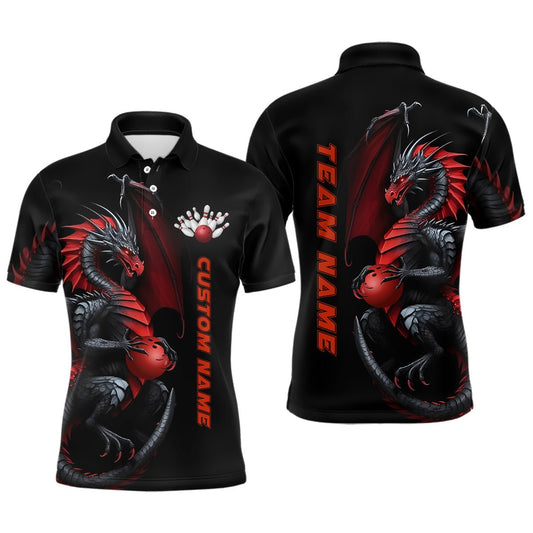 Personalisierte Dragon Bowling Polo Shirts für Herren - Team Bowling Trikots - Bowler Outfit - Bowling Bekleidung P5292 - Climcat