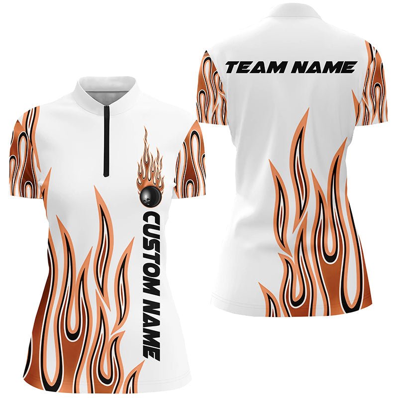 Personalisierte Flammen Bowling Shirts für Damen, Bowling Ball Individuelles Bowling Team Shirt P4984 - Climcat