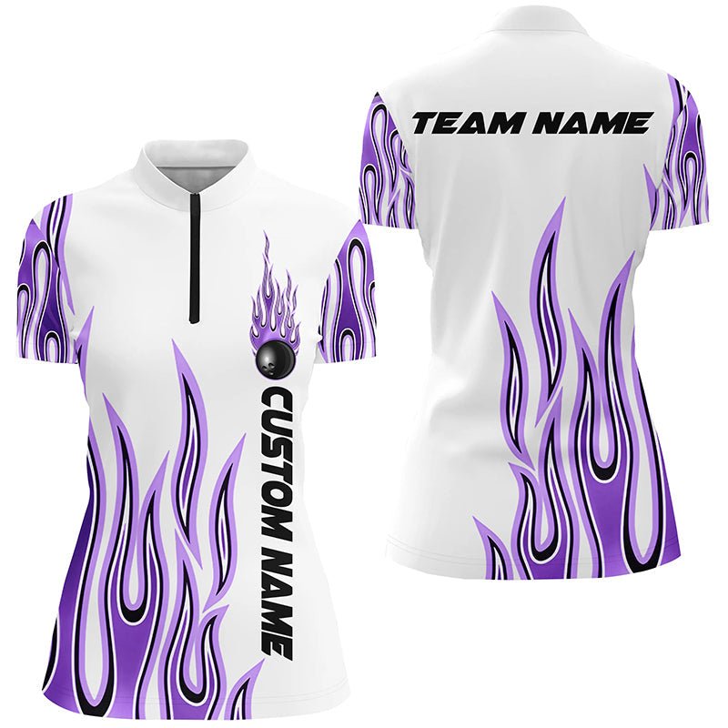 Personalisierte Flammen Bowling Shirts für Damen, Bowling Ball Individuelles Bowling Team Shirt P4986 - Climcat