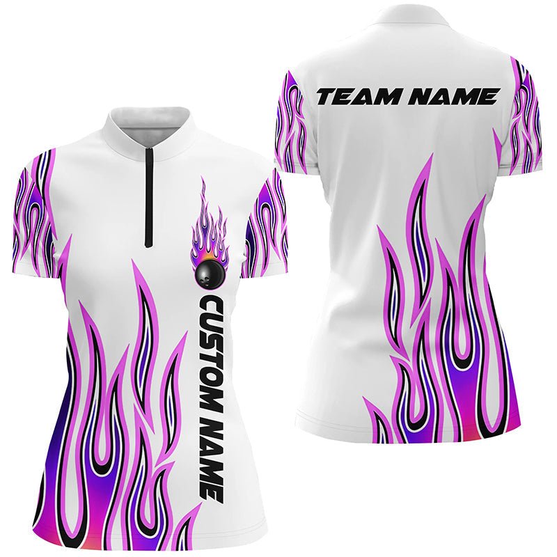 Personalisierte Flammen Bowling Shirts für Damen, individuelles Bowling Team Shirt P4501 - Climcat