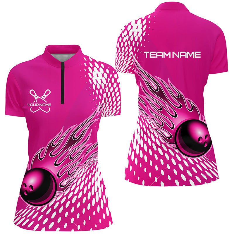 Personalisierte Flammen Bowling Shirts für Damen, individuelles Bowling Team Shirt P4978 - Climcat