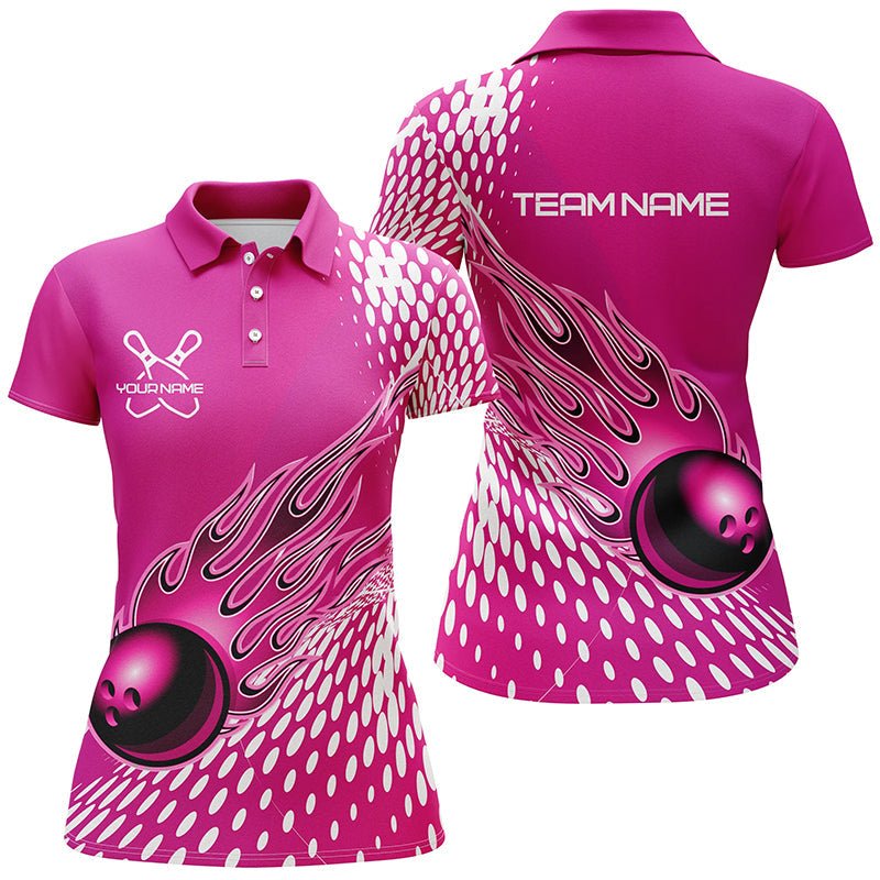 Personalisierte Flammen Bowling Shirts für Damen, individuelles Bowling Team Shirt P4978 - Climcat