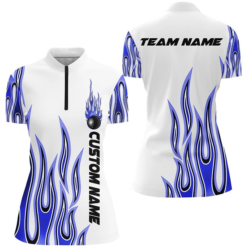 Personalisierte Flammen Bowling Shirts für Damen, individuelles Bowling Team Shirt P4981 - Climcat