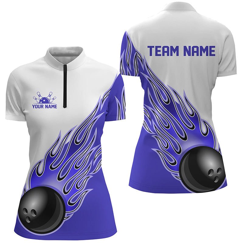 Personalisierte Flammen Bowling Shirts für Damen, individuelles Bowling Team Shirt P5000 - Climcat