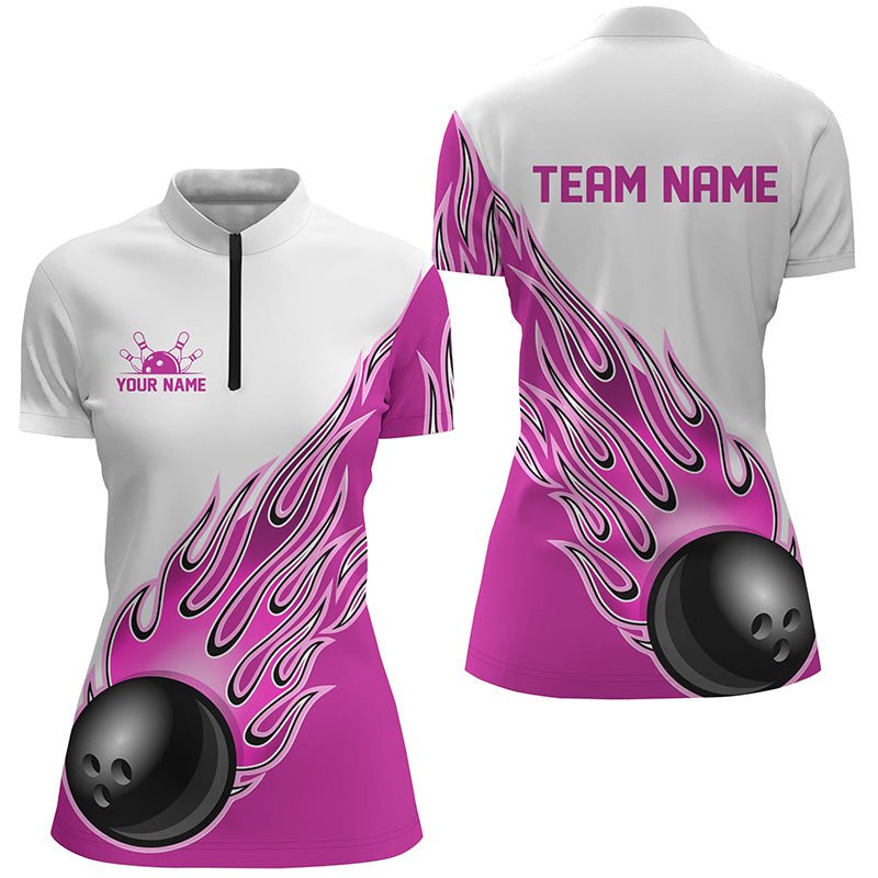 Personalisierte Flammen Bowling Shirts für Damen, individuelles Bowling Team Shirt P5001 - Climcat