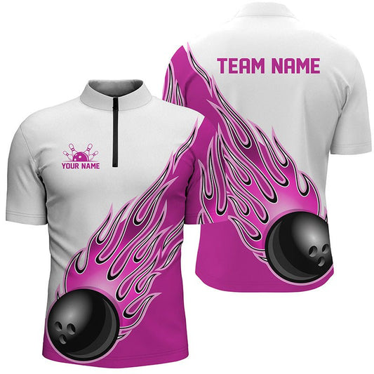 Personalisierte Flammen Bowling Shirts für Herren und Damen, individuelles Bowling Team Shirt P5000 - Climcat