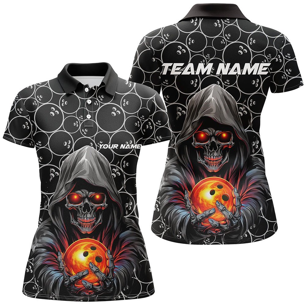 Personalisierte Halloween Bowling Outfits - Skull Bowling Polo Shirts für Damen - Bowling Liga Shirts P5345 - Climcat