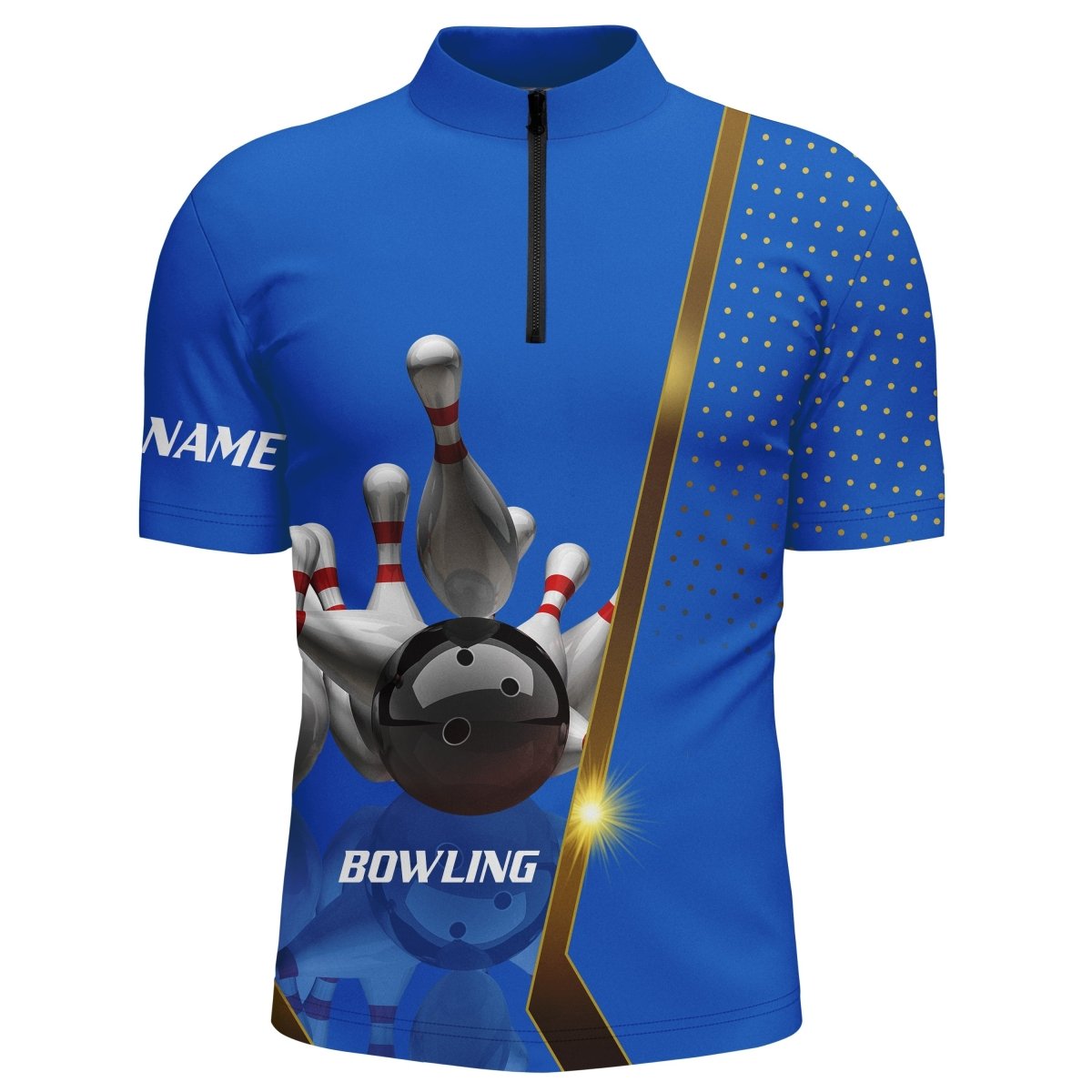 Personalisierte Herren Bowling Quarter-Zip Shirt für Herren-Bowler | Individuelles Team Bowling Trikot | Mehrfarbig Q5947 - Climcat
