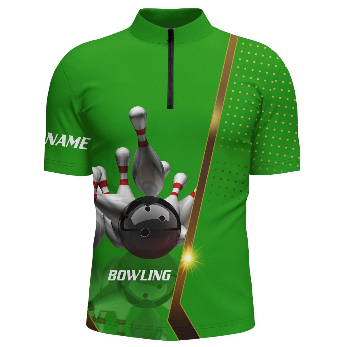 Personalisierte Herren Bowling Quarter-Zip Shirt für Herren-Bowler | Individuelles Team Bowling Trikot | Mehrfarbig Q5947 - Climcat