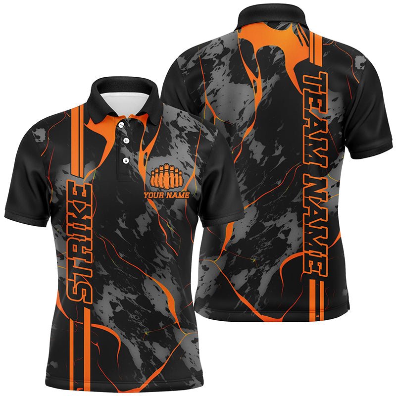 Personalisierte Orange Strike Bowling Shirts für Herren - Polo Orange Camo Bowling Team Trikots für Bowling Liga - P5385 - Climcat