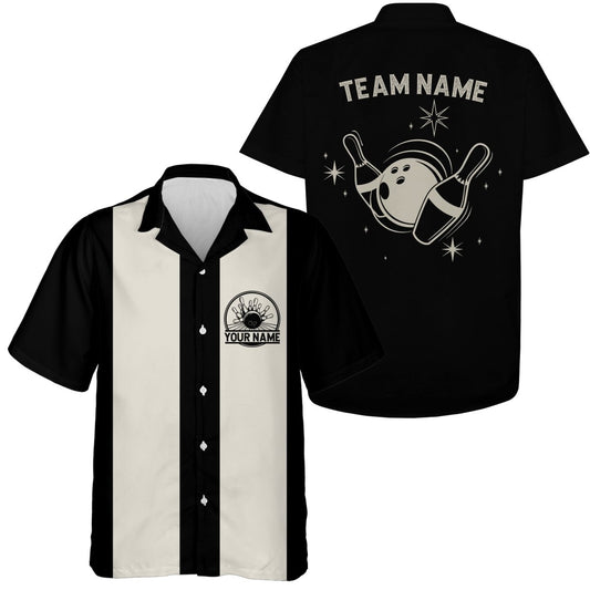 Personalisierte schwarze Retro-Bowlinghemden für Männer, Vintage-Bowlinghemden für Damen, Teamtrikots - Climcat