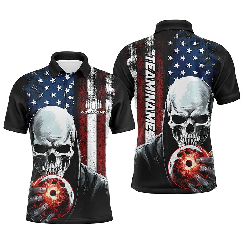 Personalisierte Skull Herren Bowling Team Trikot Bowling Shirt Amerikanisches Bowling Polo Shirt P5347 - Climcat