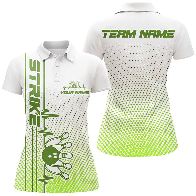 Personalisierte Strike Bowling-Shirts für Damen | Bowling Team Trikots | Hochwertige Materialien | Grünes Design | Individuelle Anpassungsoptionen P5505 - Climcat