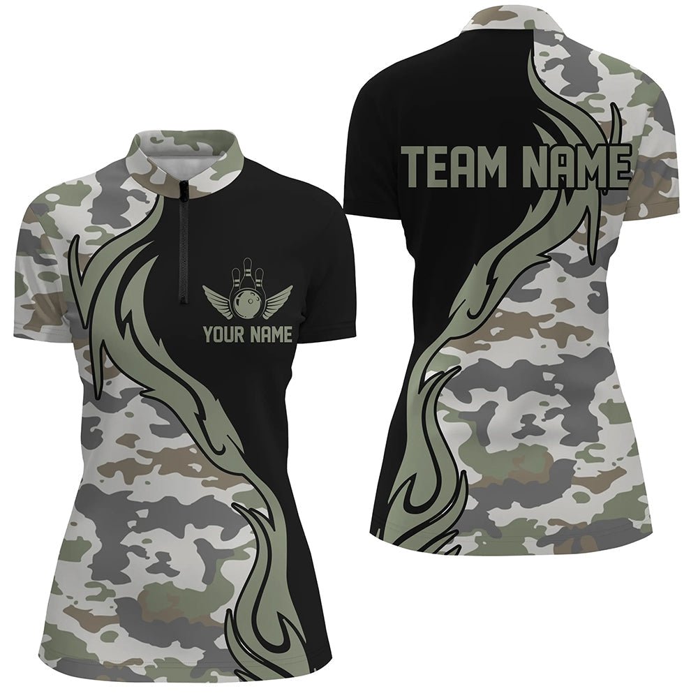 Personalisierte Tarnmuster Bowling Shirts für Damen - Individuelle Bowling Team Trikots - Bowlers Outfits P5519 - Climcat