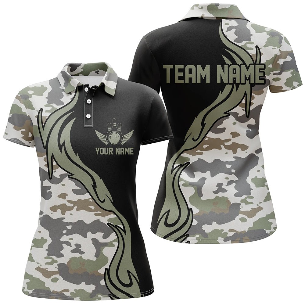 Personalisierte Tarnmuster Bowling Shirts für Damen - Individuelle Bowling Team Trikots - Bowlers Outfits P5519 - Climcat