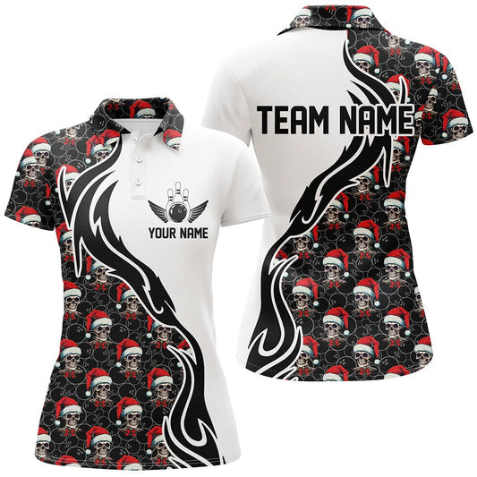 Personalisierte Weihnachts Damen Bowling Polo Shirts - Skull Team Bowling Trikots - Geschenke für Bowler - P5376 - Climcat